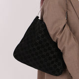 Gucci Suede Monogram Tote w/ Pouch