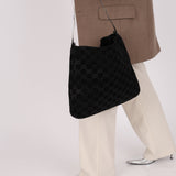 Gucci Suede Monogram Tote w/ Pouch
