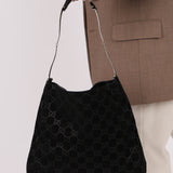Gucci Suede Monogram Tote w/ Pouch