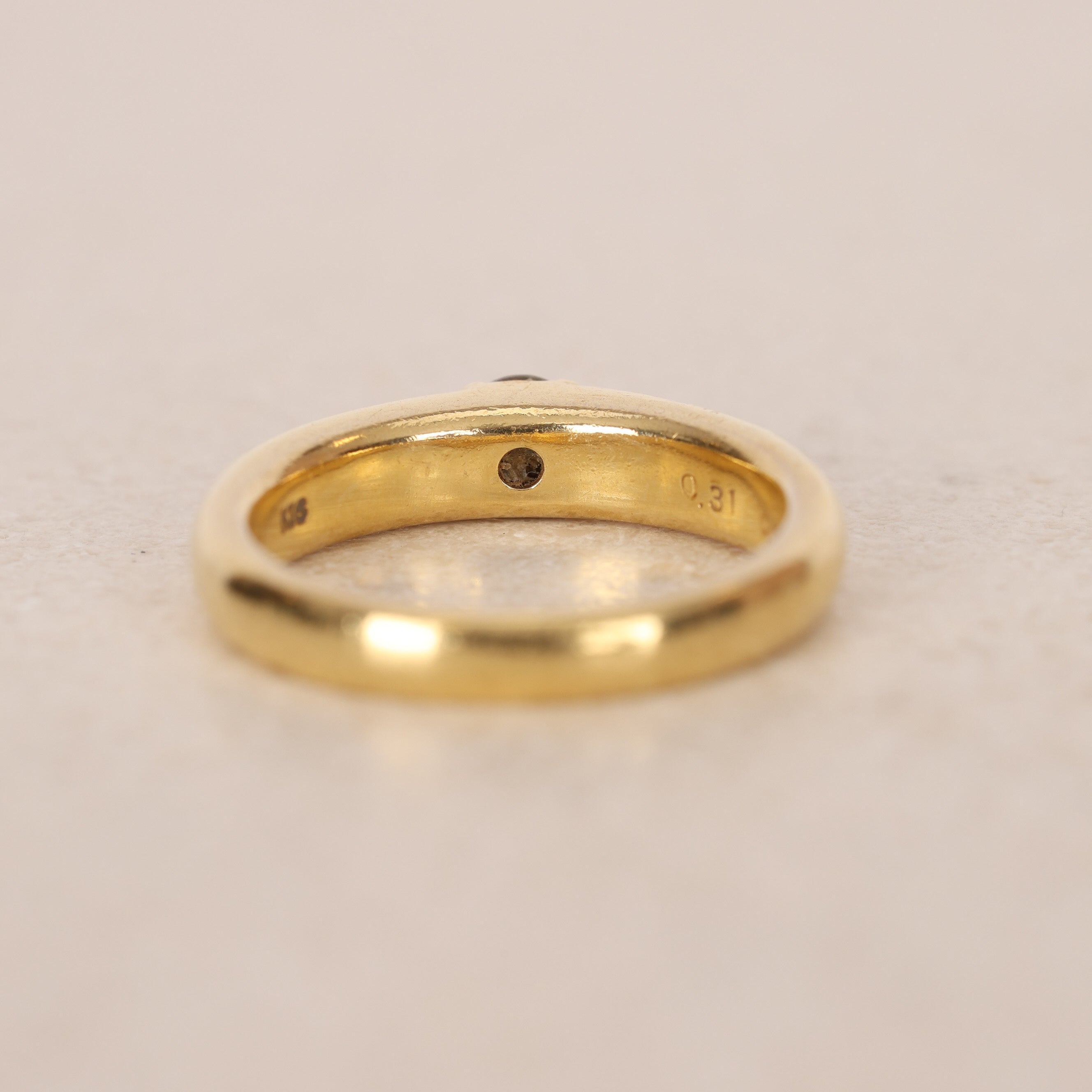 18K Yellow Gold Scattered Diamond Band Ring, Size US 6