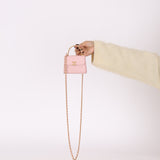 Chanel 2022 Lambskin Coco Enamel Pink Mini Kelly Top Handle