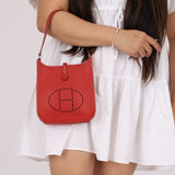 Rare Hermès 2005 Rouge Casaque Epsom Evelyne Short Strap TPM PHW