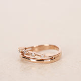 18K Rose Gold and Diamond Double Ring, Size US 5.75