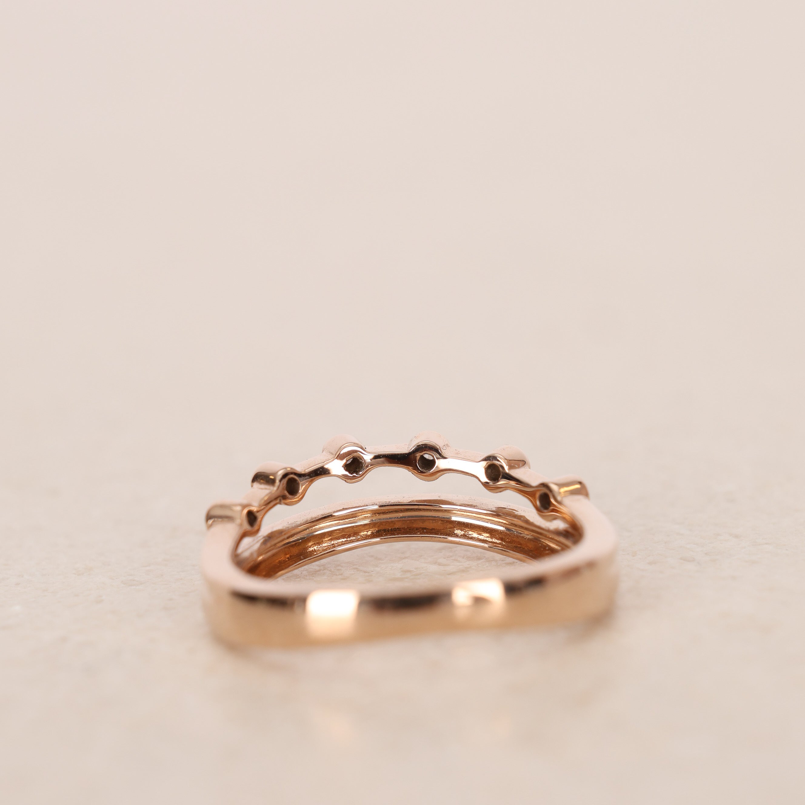 18K Rose Gold and Diamond Double Ring, Size US 5.75