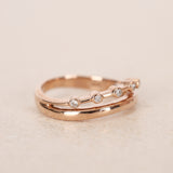 18K Rose Gold and Diamond Double Ring, Size US 5.75