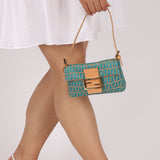 Rare Fendi Zucchino Turquoise Mini Baguette GHW
