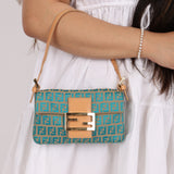 Rare Fendi Zucchino Turquoise Mini Baguette GHW
