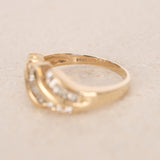 Vintage 1980s-1990s 14K Yellow Gold Brilliant and Baguette Diamond Art Deco Ring, Size US 6.75
