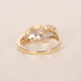 Vintage 1980s-1990s 14K Yellow Gold Brilliant and Baguette Diamond Art Deco Ring, Size US 6.75