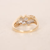 Vintage 1980s-1990s 14K Yellow Gold Brilliant and Baguette Diamond Art Deco Ring, Size US 6.75