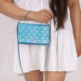 Chanel 2018 Light Blue Iridescent Wallet on Chain
