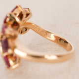 18K Yellow Gold Diamond and Ruby Curved Branch Ring, Size US 4.5