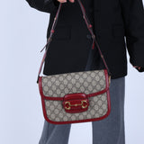 Gucci Supreme Canvas Monogram Horsebit Shoulder Bag