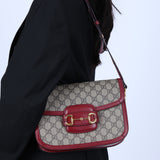 Gucci Supreme Canvas Monogram Horsebit Shoulder Bag