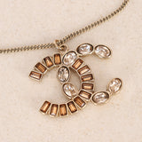 Chanel 2017 CC Amber Crystal Pendant Necklace