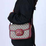 Gucci Supreme Canvas Monogram Horsebit Shoulder Bag