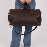 Louis Vuitton Chocolate Leather Monogram Revelation Keepall Bandouliere 45