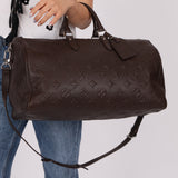 Louis Vuitton Chocolate Leather Monogram Revelation Keepall Bandouliere 45