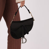Dior 2019 Black Satin Crystal Mini Saddle Bag