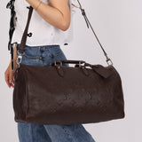 Louis Vuitton Chocolate Leather Monogram Revelation Keepall Bandouliere 45