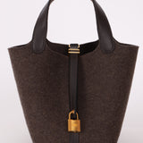 Hermès Wool Chocolate Picotin 18 GHW