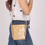 Bottega Veneta Gloss Croc Embossed Mini Cassette Bucket Bag