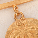 Chanel 1994 Logo Safety Pin and Medallion Brooch 24K GP