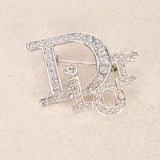 Dior Micro Logo Silver Crystal Brooch