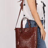 Saint Laurent Croc Embossed Toy Shopping Tote