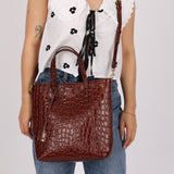 Saint Laurent Croc Embossed Toy Shopping Tote