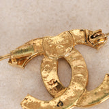 Chanel 70s-80s Crystal Embellished CC Brooch 24K GP