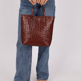 Saint Laurent Croc Embossed Toy Shopping Tote