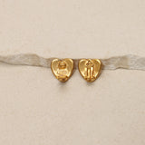 Chanel 1995 Mini Matte Heart Clip-On Earrings 24k GP