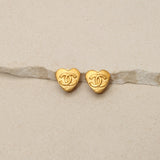Chanel 1995 Mini Matte Heart Clip-On Earrings 24k GP