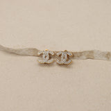 Chanel 2002 Pavè CC Clip-On Earrings 24k GP