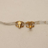Chanel 70s-80s Hammered CC Clip-On Earrings 24k GP