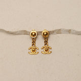 Chanel 1996 Turnlock Dangle Earrings 24k GP