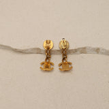 Chanel 1996 Turnlock Dangle Earrings 24k GP