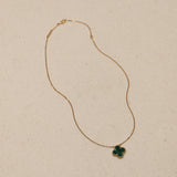 Van Cleef & Arpels 18K YG Vintage Alhambra Malachite Pendant Necklace