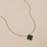 Van Cleef & Arpels 18K YG Vintage Alhambra Malachite Pendant Necklace