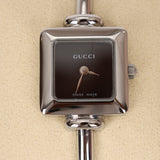 Gucci 1900L Square Stainless Steel Onyx Face Watch 19mm