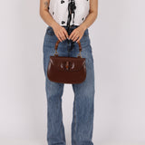 Gucci Chocolate Boxcalf Bamboo Top Handle with Mirror