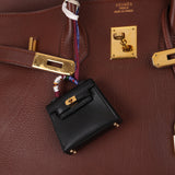 Hermès Tadelakt Micro Kelly Black Bag Charm GHW