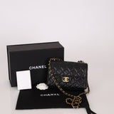 Chanel 2025 Caviar Chain Top Handle Turnlock Mini Flap