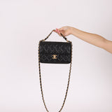 Chanel 2025 Caviar Chain Top Handle Turnlock Mini Flap