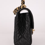 Chanel 2025 Caviar Chain Top Handle Turnlock Mini Flap