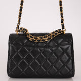 Chanel 2025 Caviar Chain Top Handle Turnlock Mini Flap