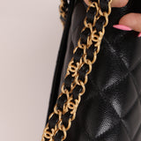 Chanel 2025 Caviar Chain Top Handle Turnlock Mini Flap