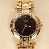 Rare Fendi Orologi 770L Gold Black FF Dial Watch, 26mm