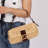 Rare Fendi Raffia & Marble Baguette